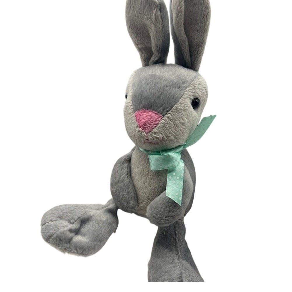 Animal Adventure Gray Bunny Rabbit Plush Stuffed Animal Mint Green Bow